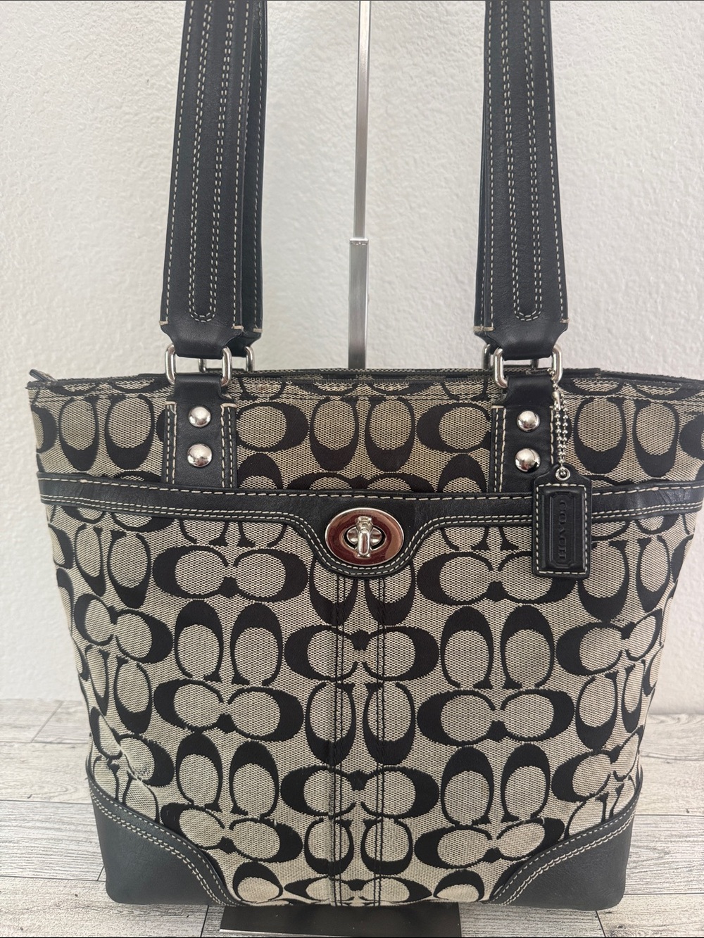 Coach Hampton Signature Turnlock Tote - Picture 7 of 15